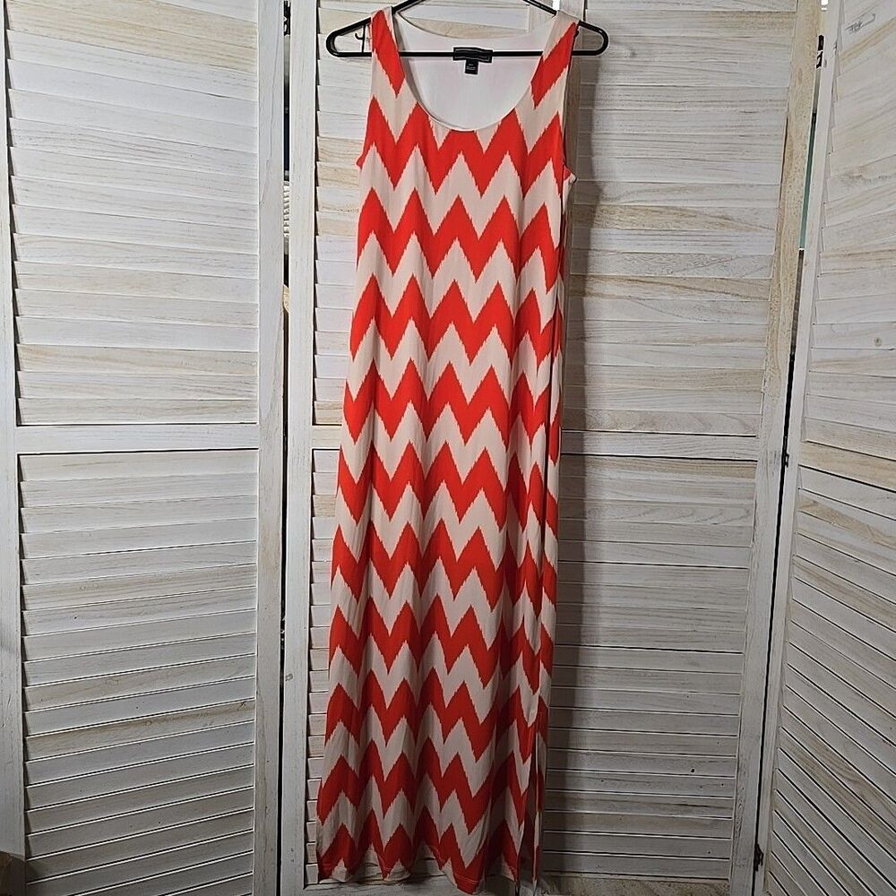 Jessica Howard Womens Chevron Stripe Print Maxi Dress S Coastal Prep Fairycore